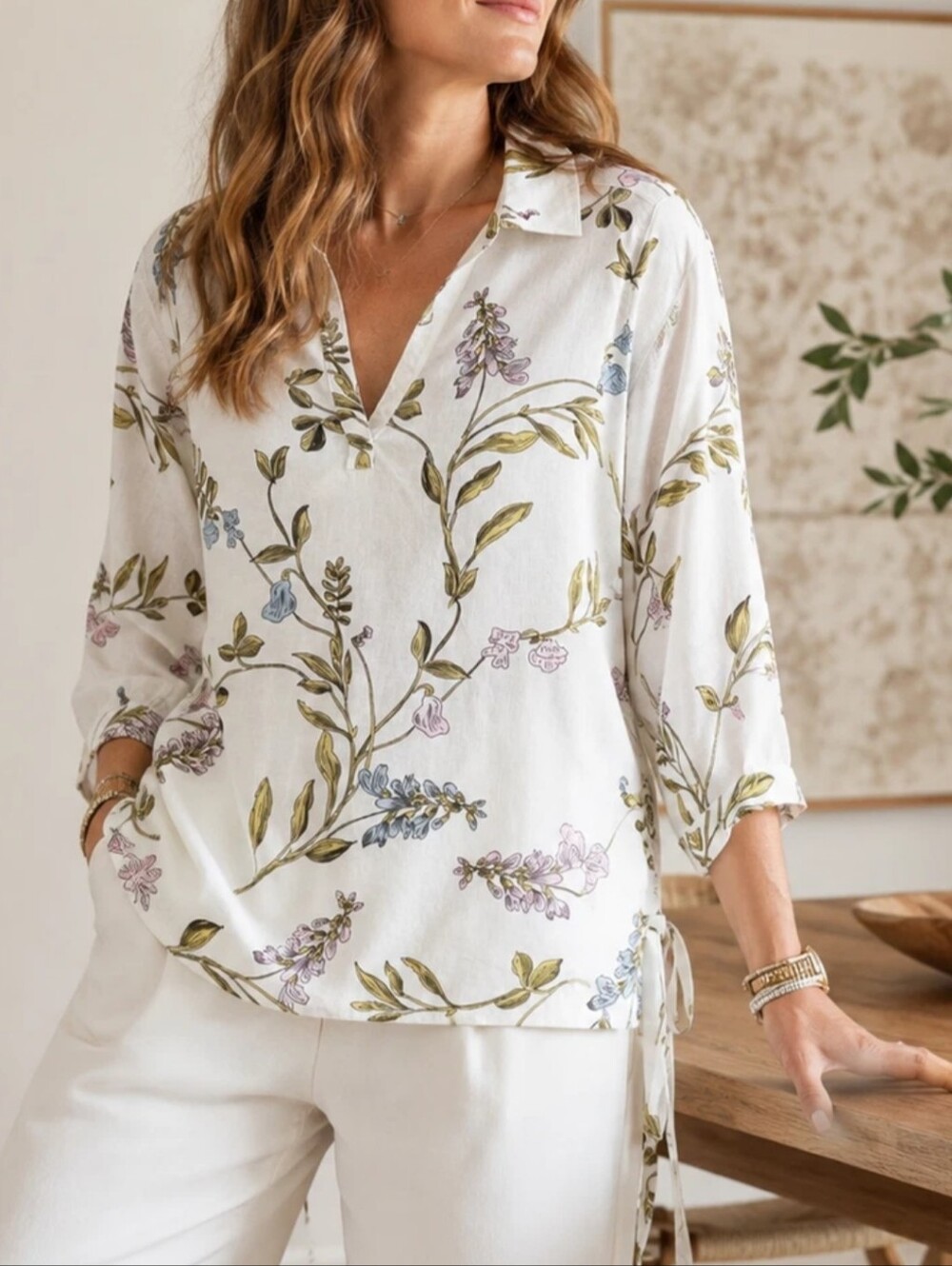 Joie floral linen blend tunic Sz 2X